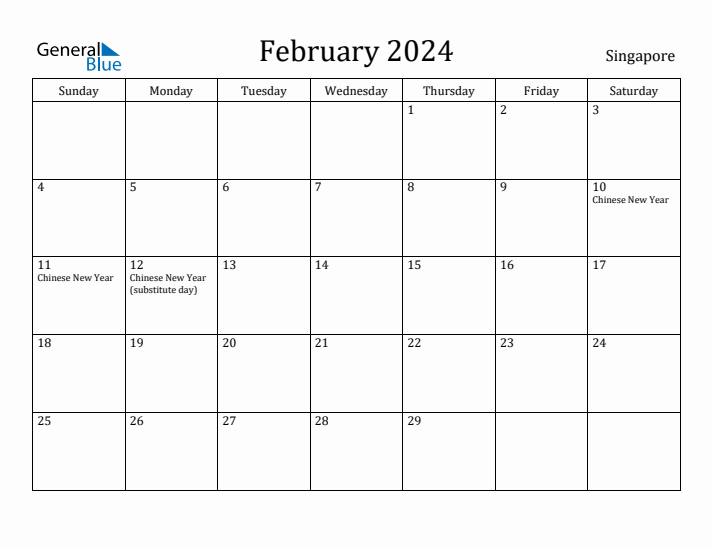 February 2024 Calendar Singapore