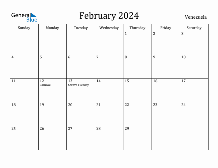 February 2024 Calendar Venezuela