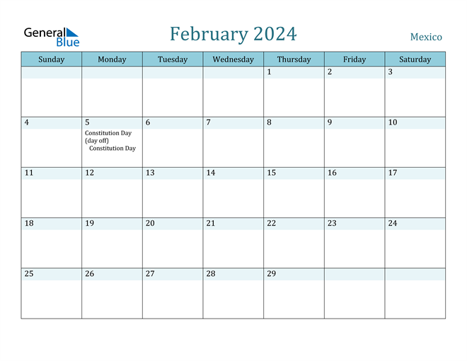 February 2024 Calendar with Holidays in PDF, Word, and Excel