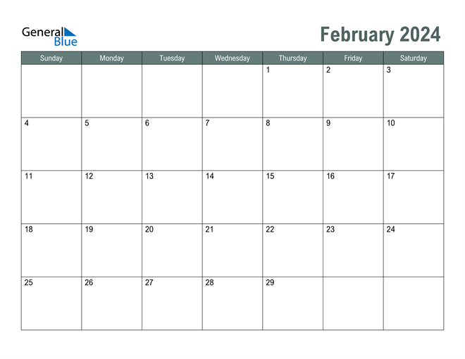 February 2024 Calendar (PDF Word Excel)