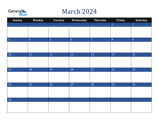 March 2024 Calendar Pdf Word Excel