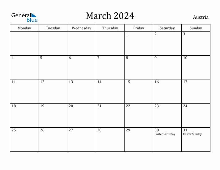 March 2024 Calendar Austria
