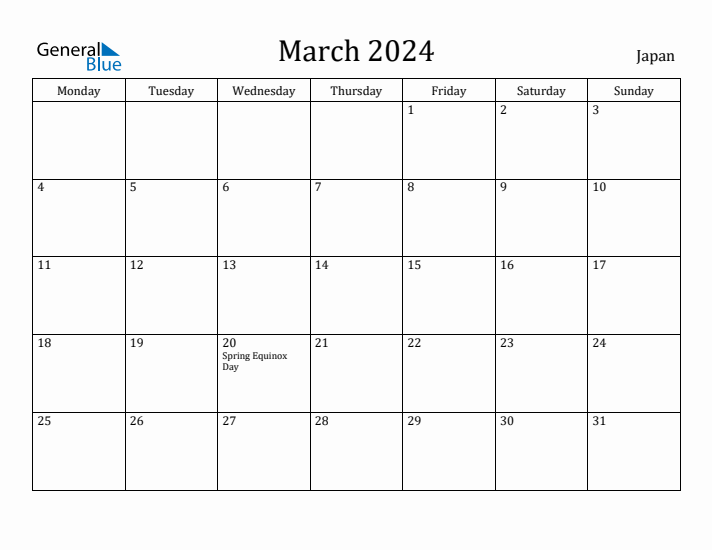 March 2024 Calendar Japan