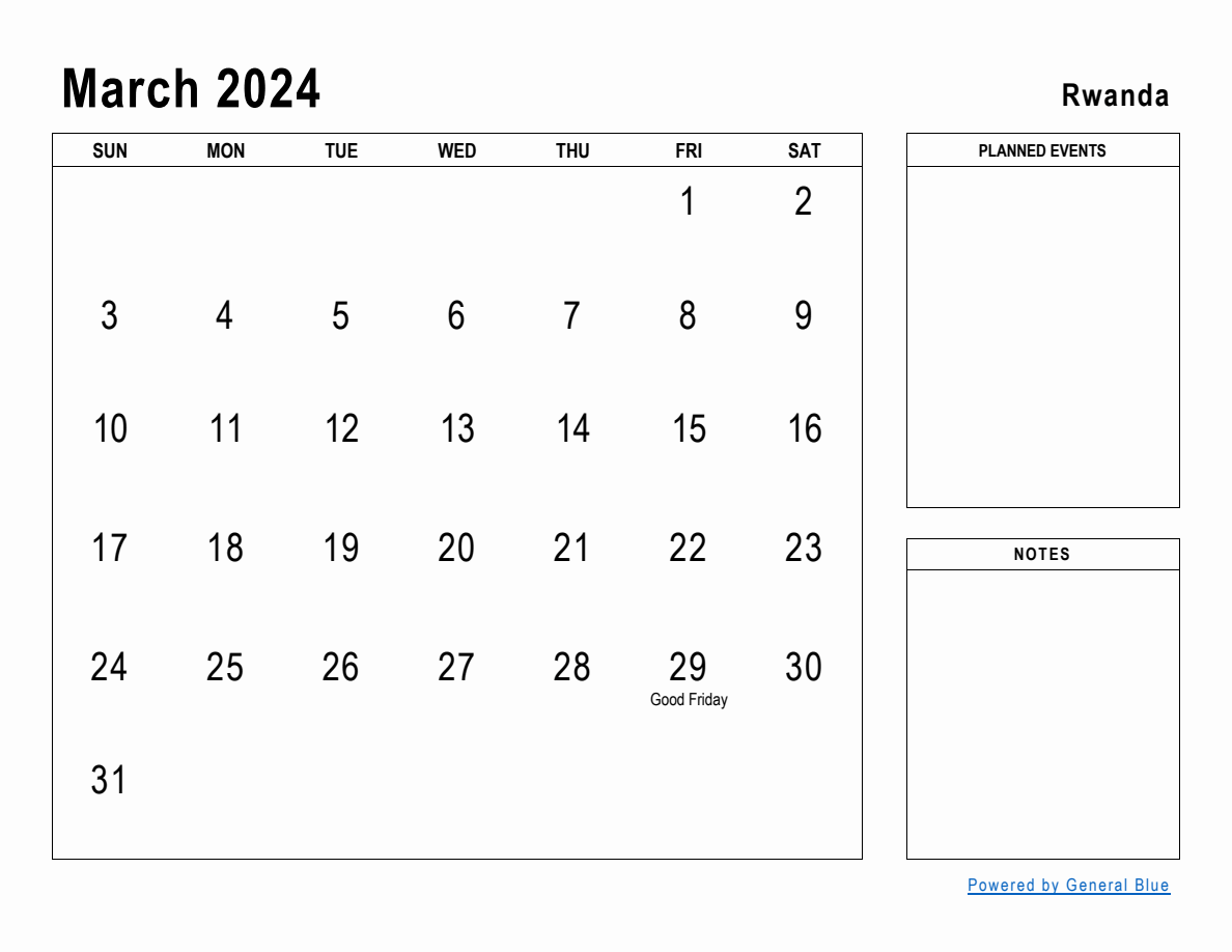 March 2024 Planner with Rwanda Holidays