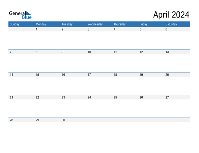 Fillable Printable Calendar April 2024