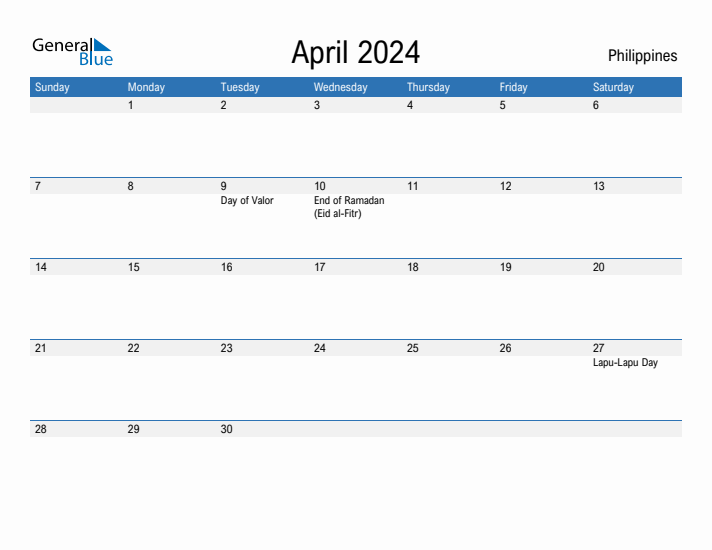 April 2024 Calendar With Holidays Philippines Pdf Conni Alvinia