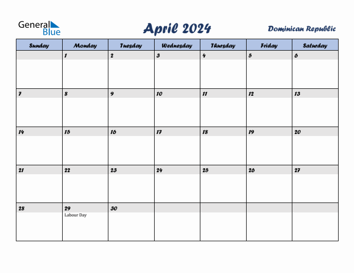 April 2024 Calendar with Holidays in Dominican Republic