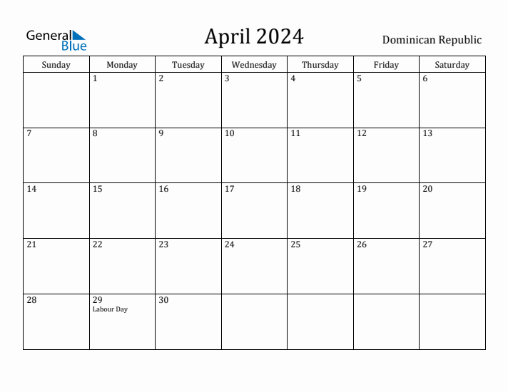 April 2024 Calendar Dominican Republic
