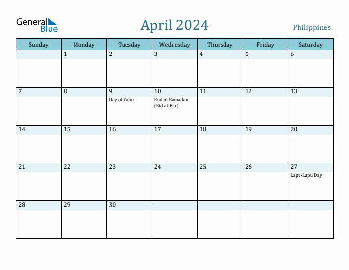 2024 April Calendar With Holidays Philippines Calendar Devin Feodora