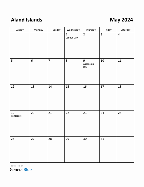 May 2024 Calendar with Aland Islands Holidays