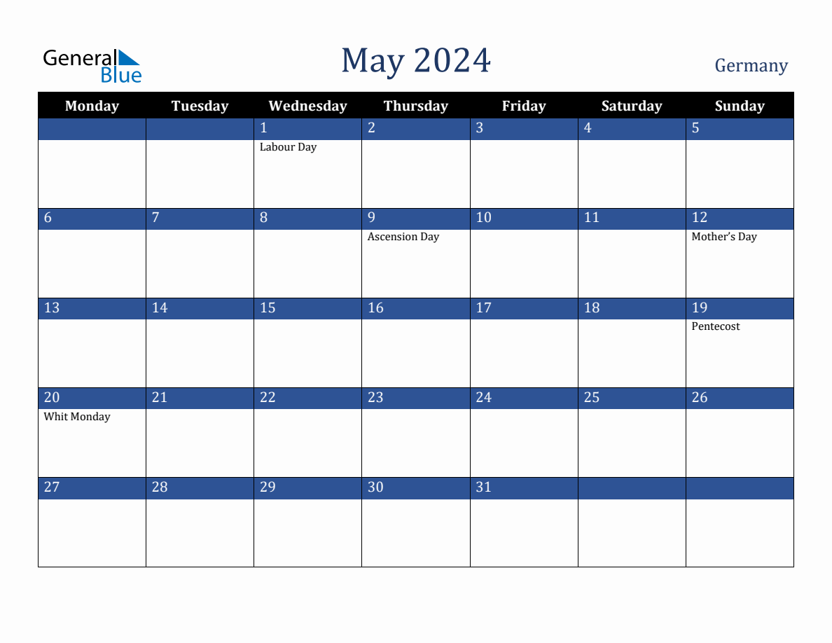 May 2024 Germany Holiday Calendar