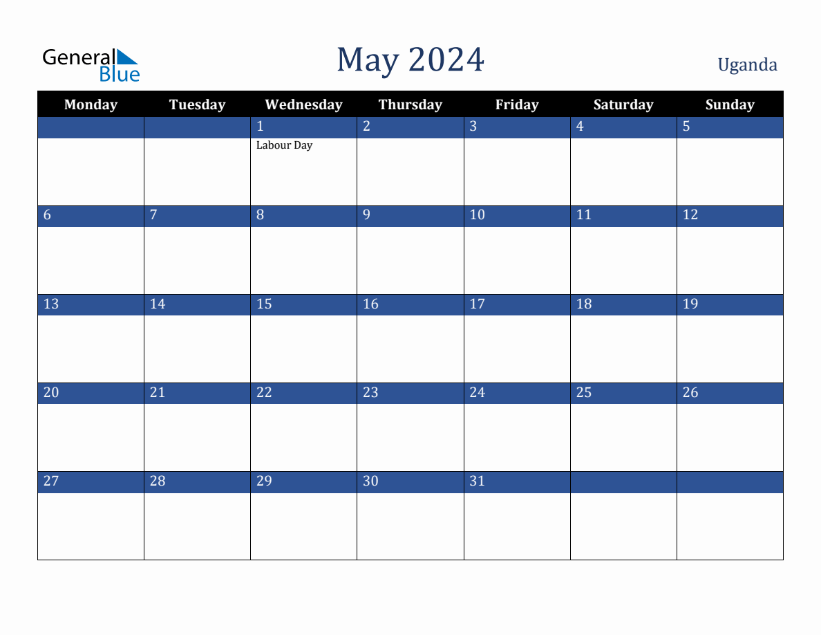 May 2024 Uganda Holiday Calendar