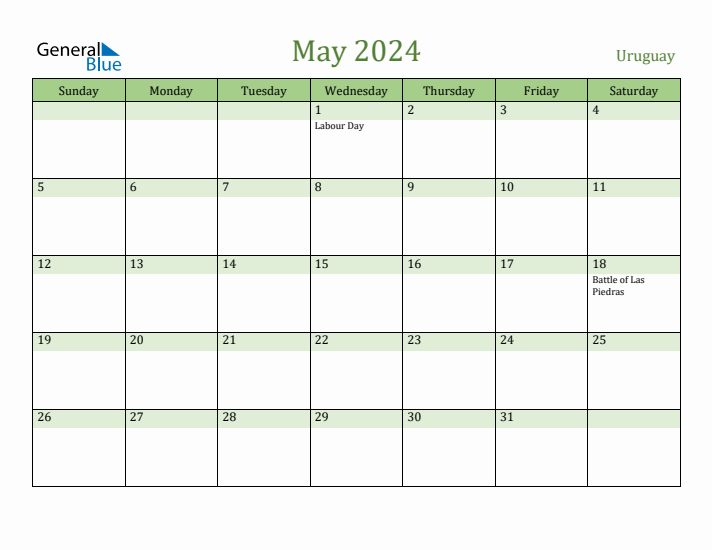 May 2024 Calendar with Uruguay Holidays