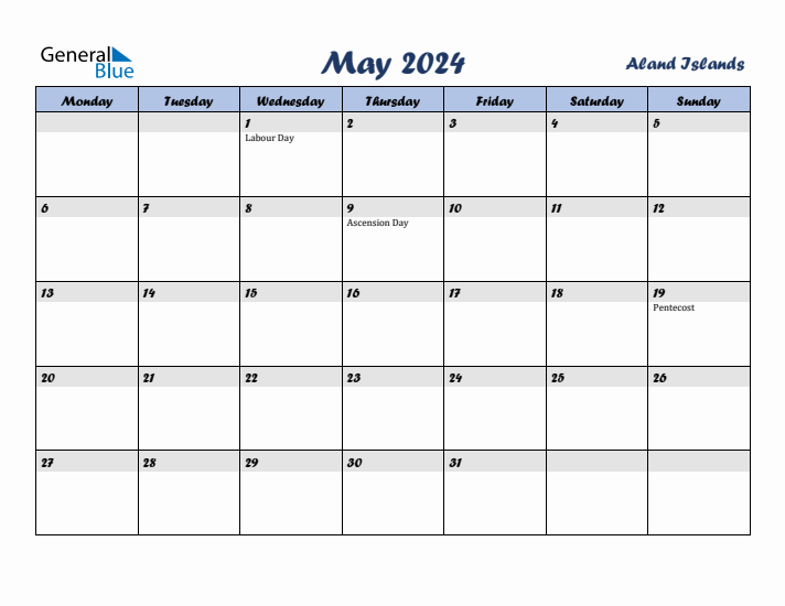 May 2024 Calendar with Holidays in Aland Islands