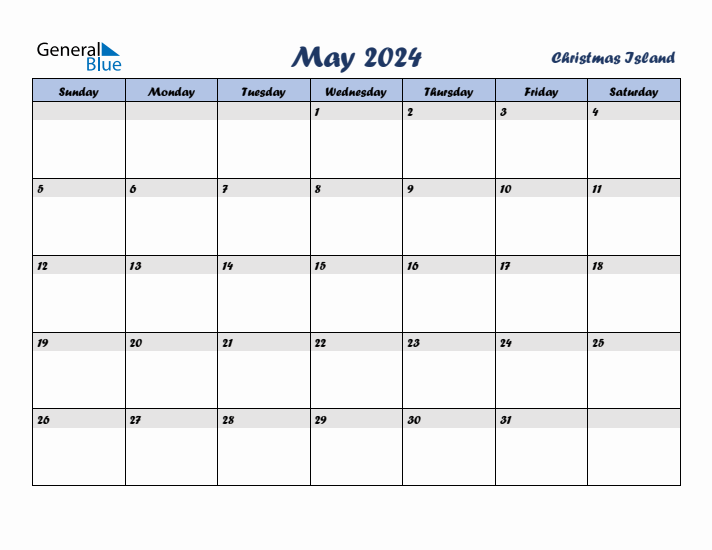 May 2024 Calendar with Holidays in Christmas Island