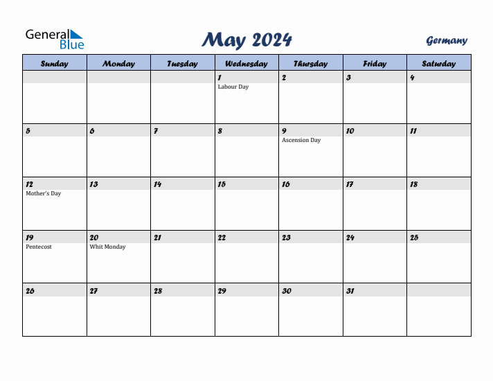May 2024 Calendar with Holidays in Germany