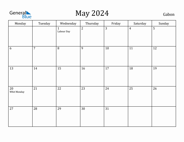May 2024 Calendar Gabon