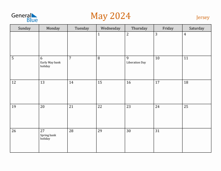 May 2024 Holiday Calendar with Sunday Start
