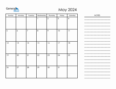 Current month calendar May 2024