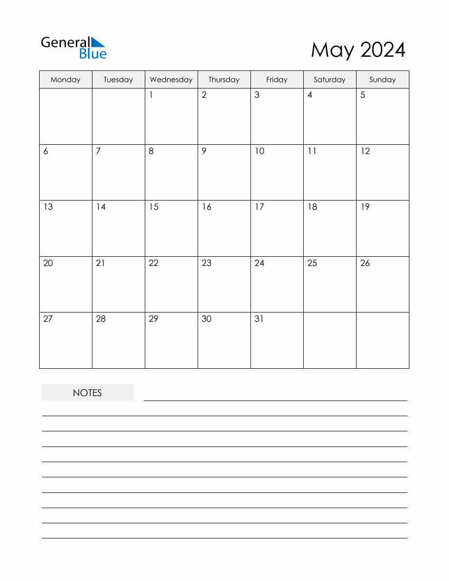 May 2024 Monthly Planner Calendar