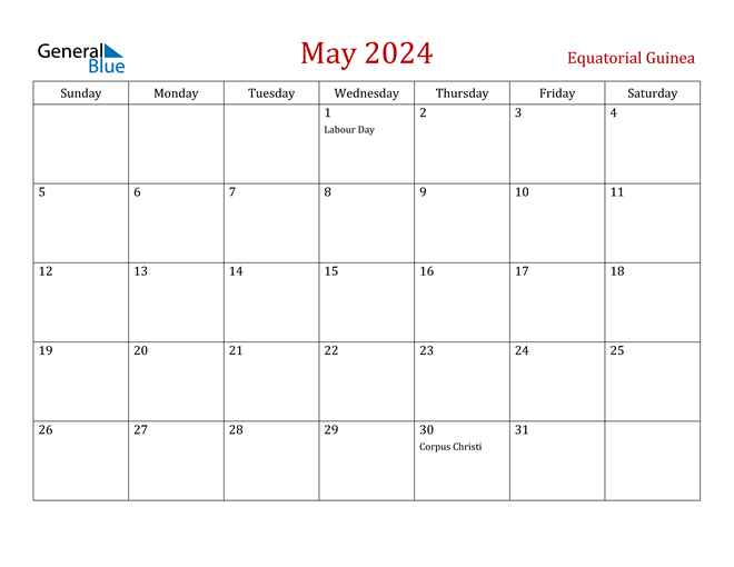 Equatorial Guinea May 2024 Calendar