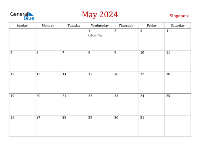Singapore May 2024 Calendar