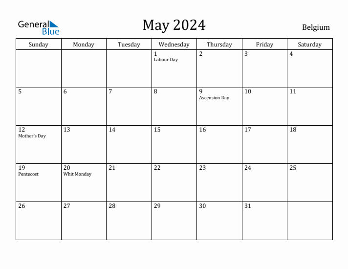May 2024 Calendar Belgium