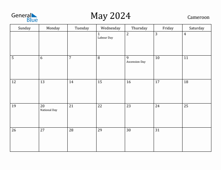 May 2024 Calendar Cameroon