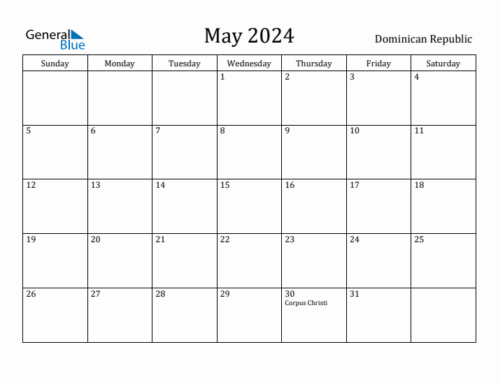 May 2024 Calendar Dominican Republic