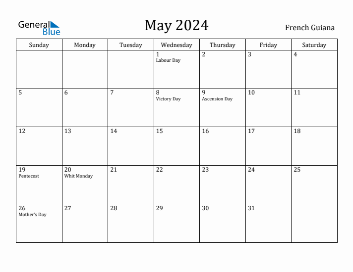 May 2024 Calendar French Guiana