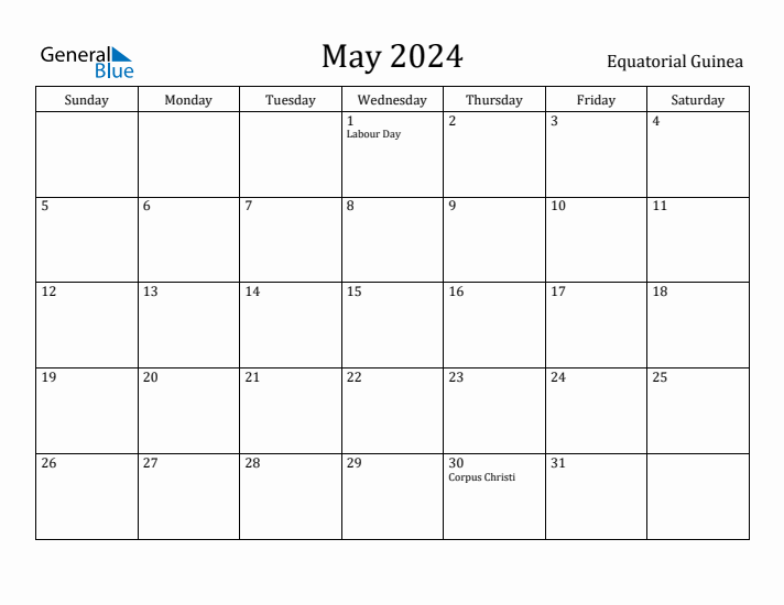 May 2024 Calendar Equatorial Guinea