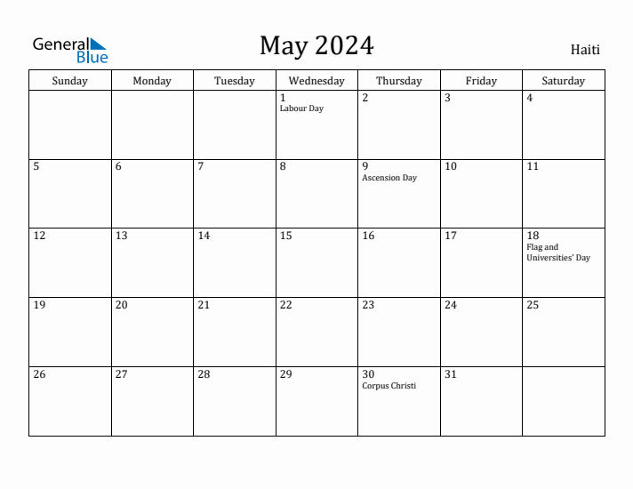 May 2024 Calendar Haiti