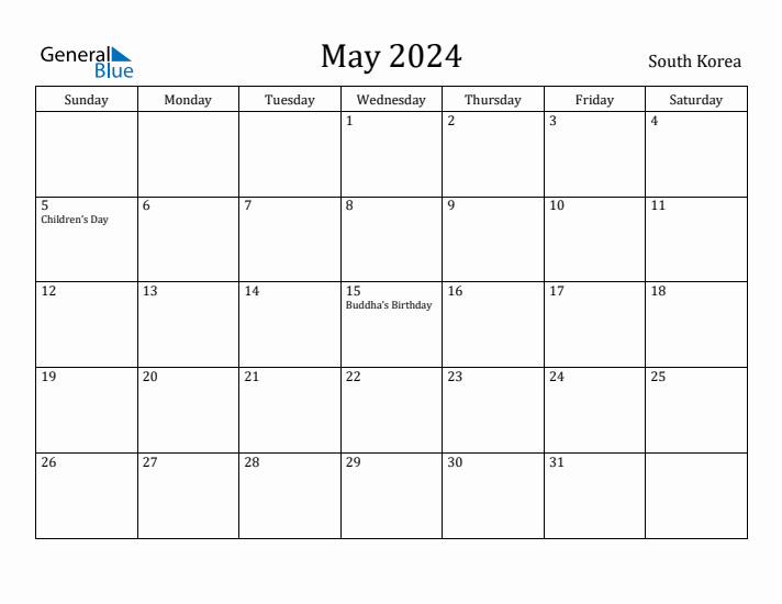 May 2024 Calendar South Korea