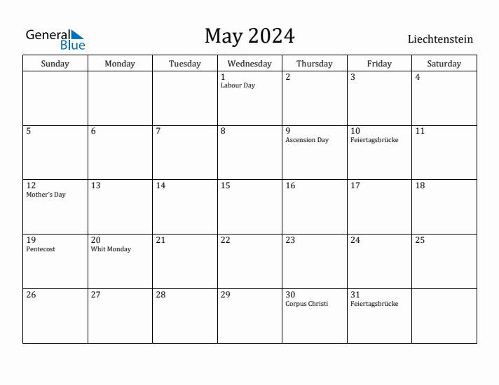May 2024 Calendar Liechtenstein