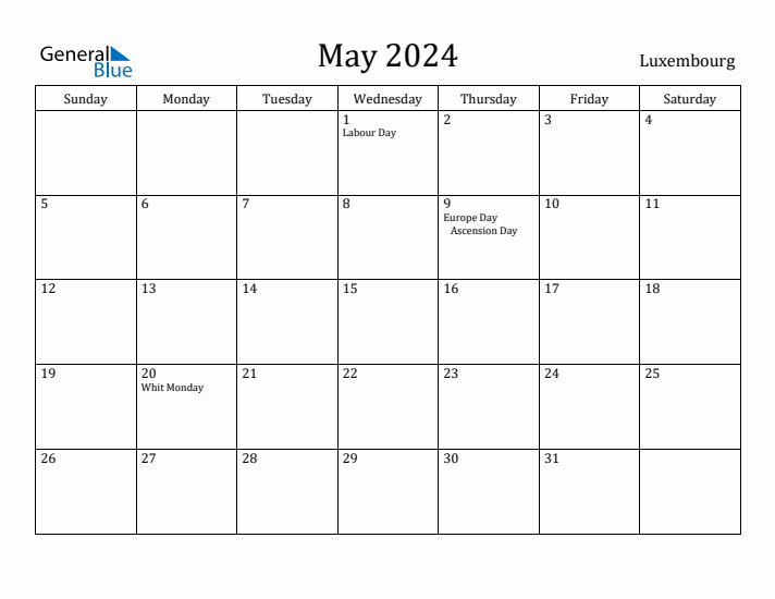 May 2024 Calendar Luxembourg
