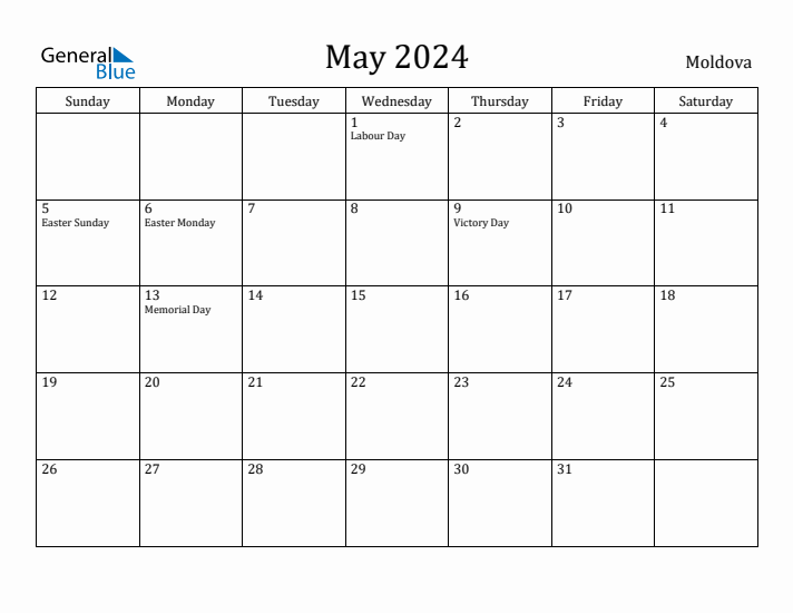 May 2024 Calendar Moldova