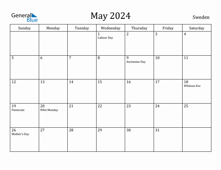 May 2024 Calendar Sweden