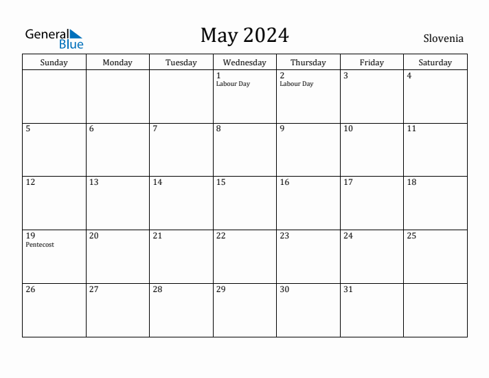 May 2024 Calendar Slovenia