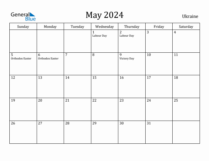 May 2024 Calendar Ukraine