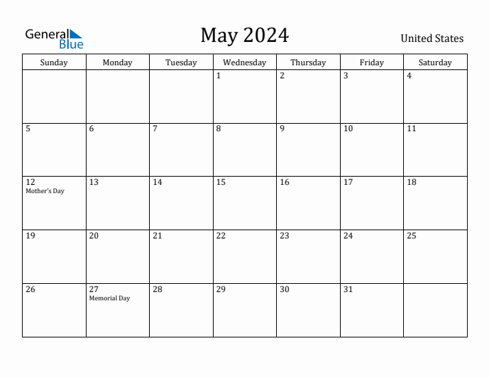 May 2024 Calendar United States