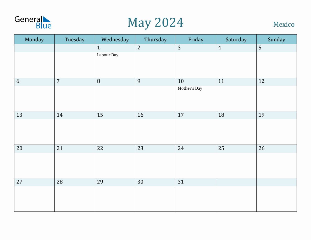 Mexico Holiday Calendar for May 2024