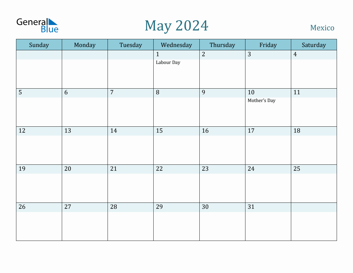 Mexico Holiday Calendar for May 2024