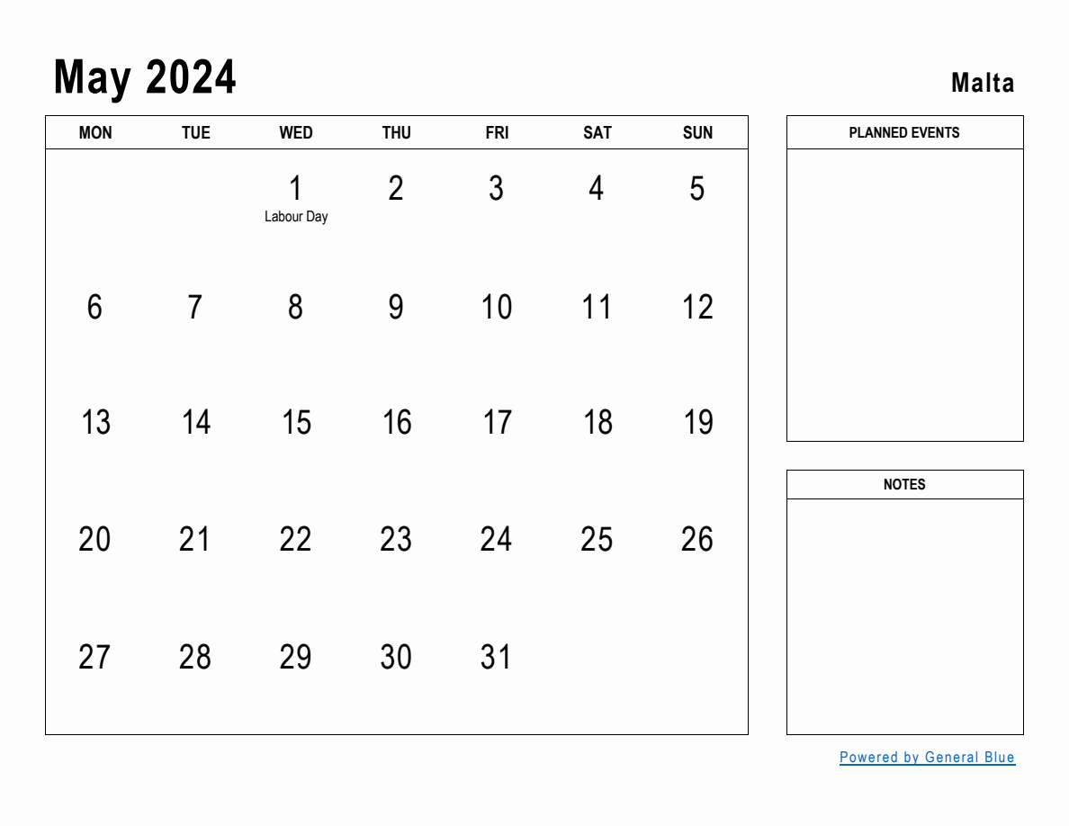 May 2024 Planner with Malta Holidays