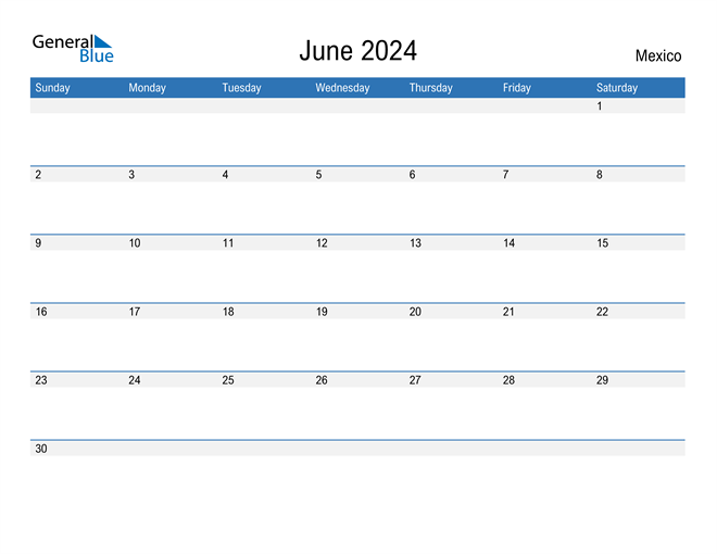 June 2024 Calendar with Mexico Holidays