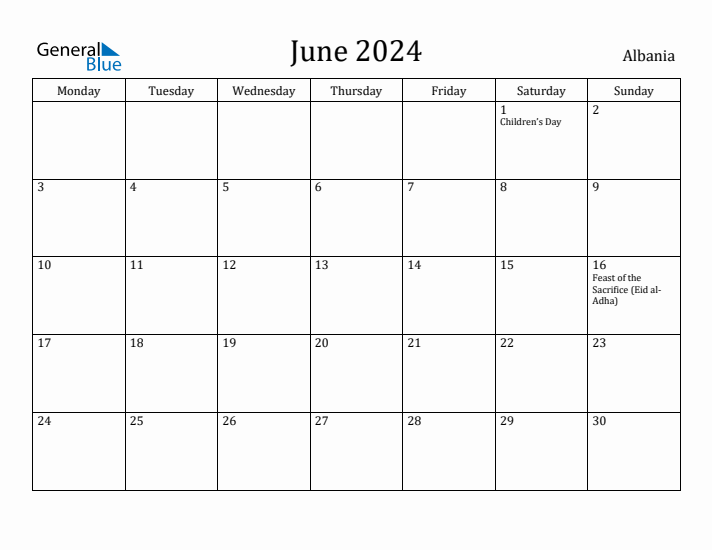 June 2024 Calendar Albania