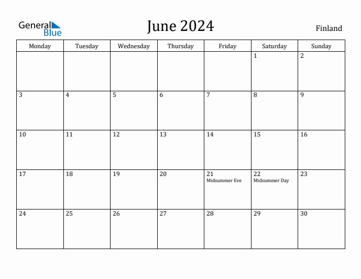 June 2024 Calendar Finland