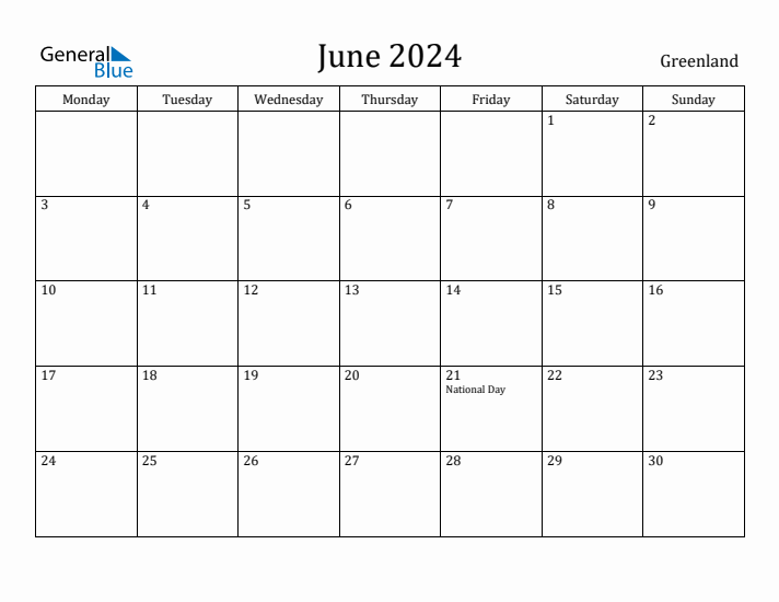 June 2024 Calendar Greenland