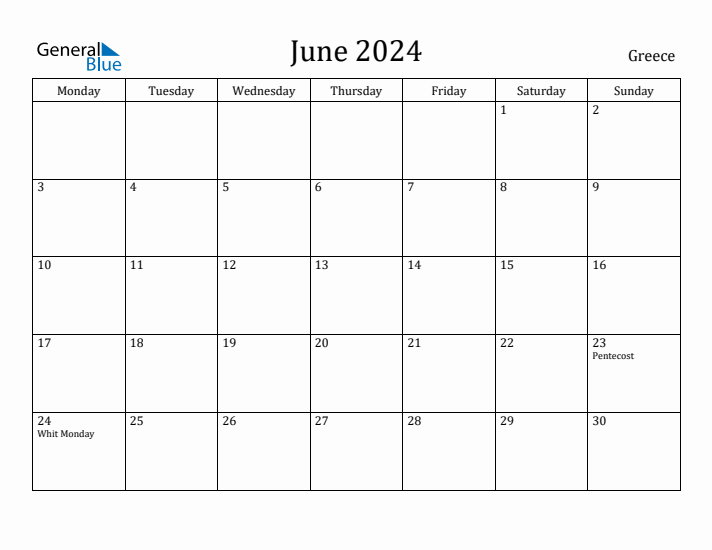 June 2024 Calendar Greece