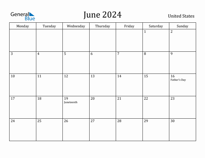 June 2024 Calendar United States
