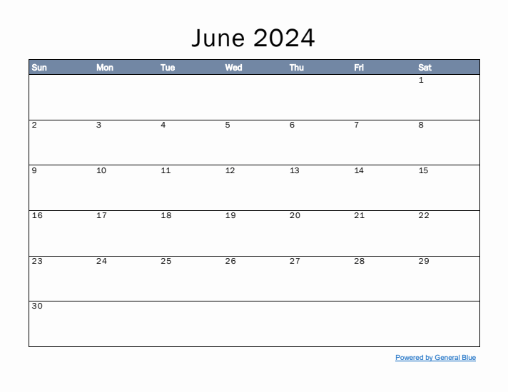 June 2024 Monthly Calendar (PDF, Word, Excel)